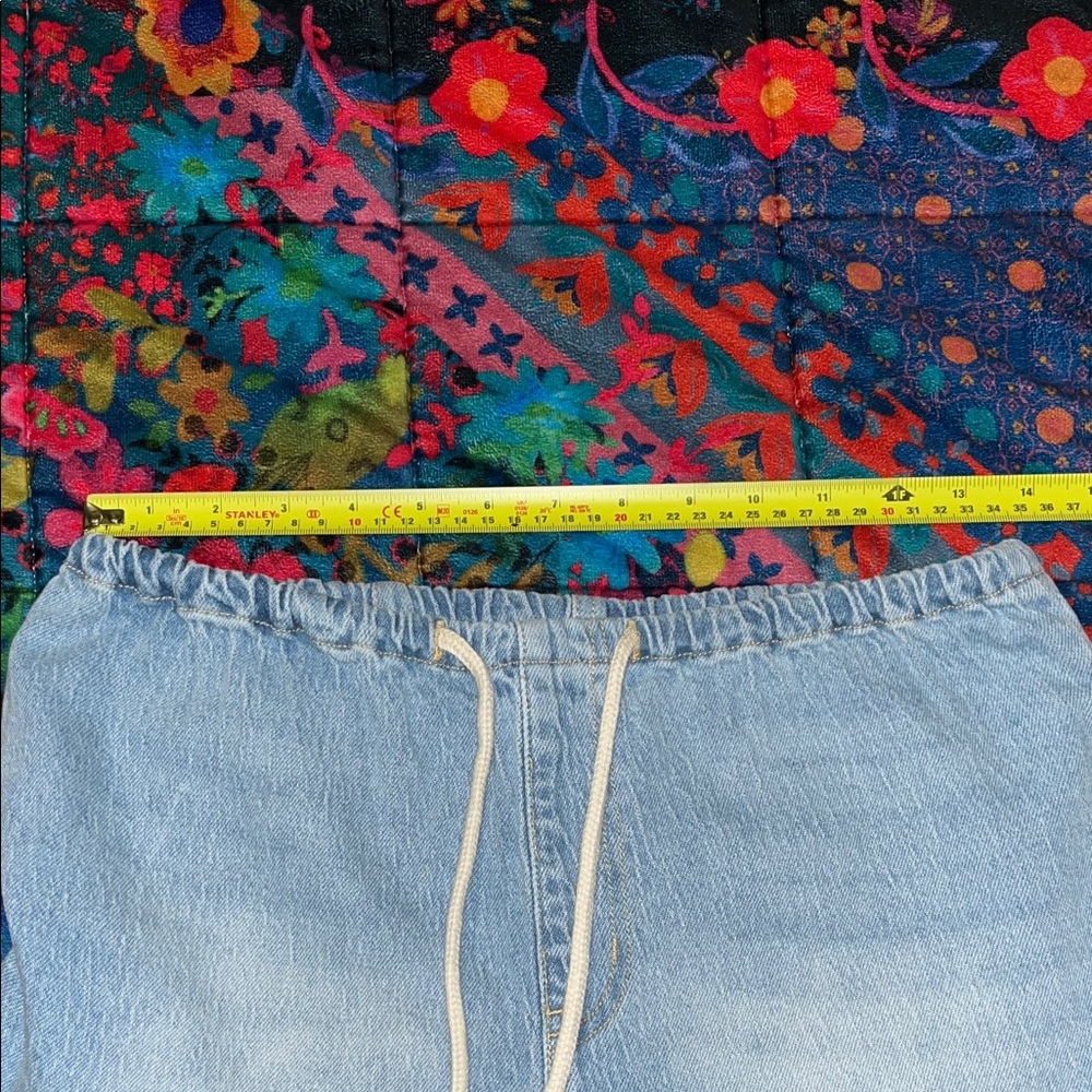NWT ROXY Cotton Blend Light Blue Summery Jean Shorts with Drawstring Size S - Picture 11 of 12